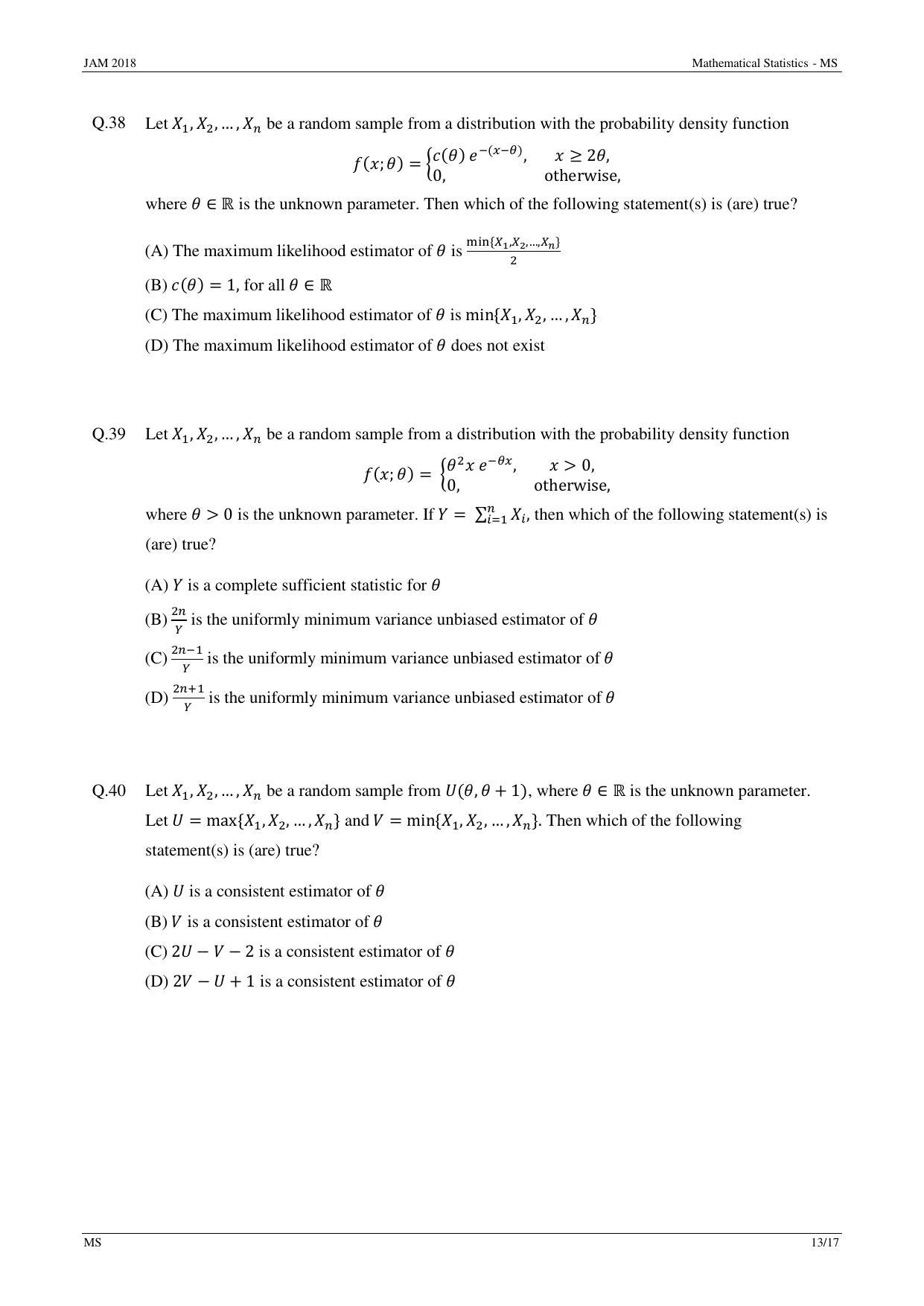 JAM 2018: MS Question Paper - Page 13