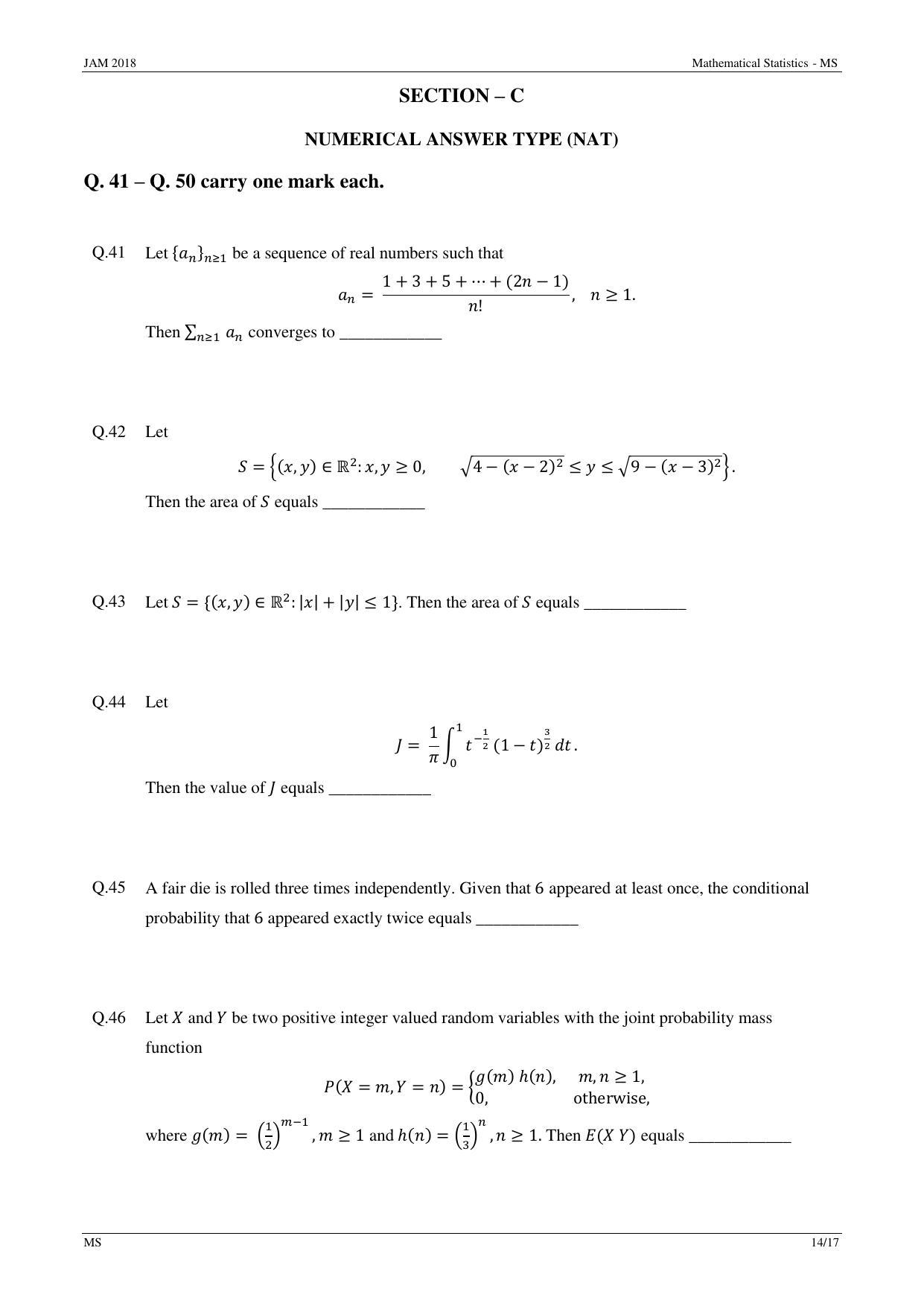 JAM 2018: MS Question Paper - Page 14