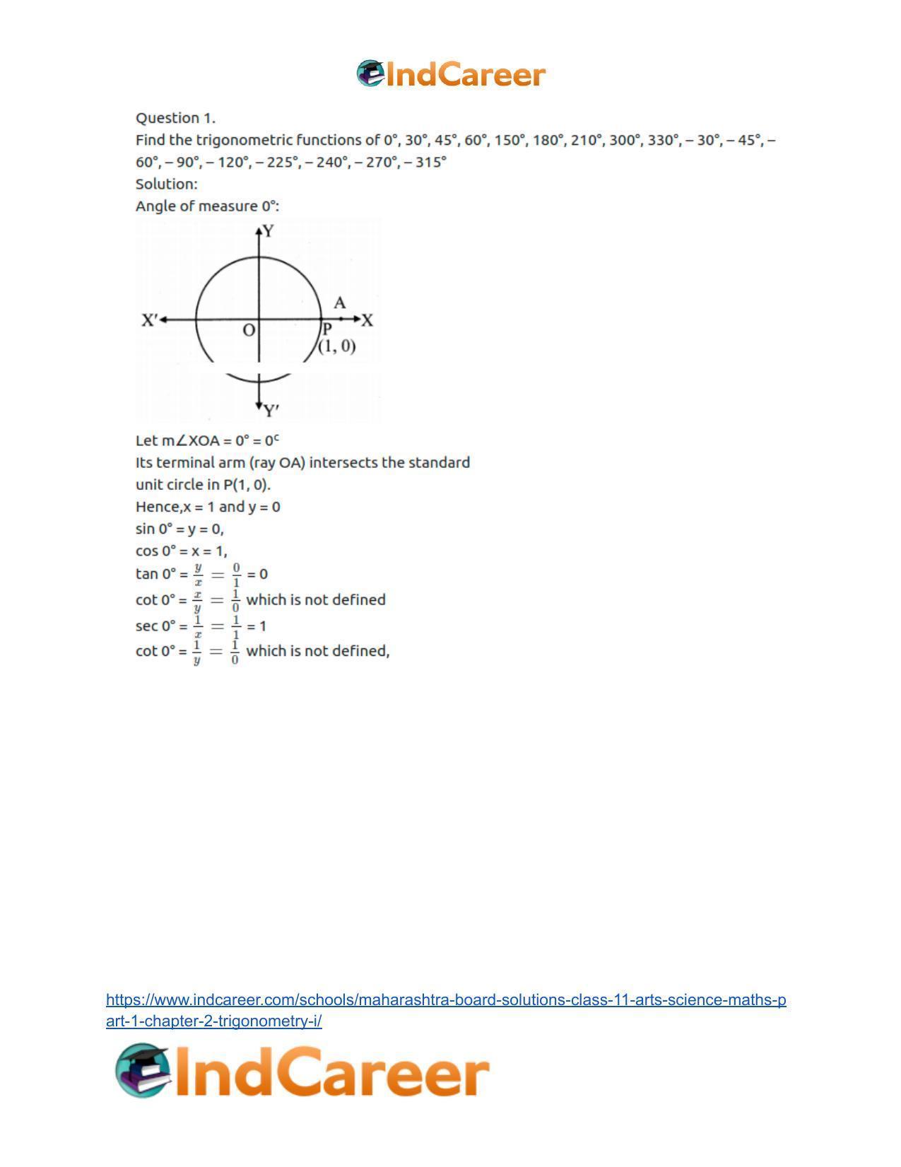 Maharashtra Board Solutions Class 11-Arts & Science Maths (Part 1): Chapter 2- Trigonometry – I - Page 3