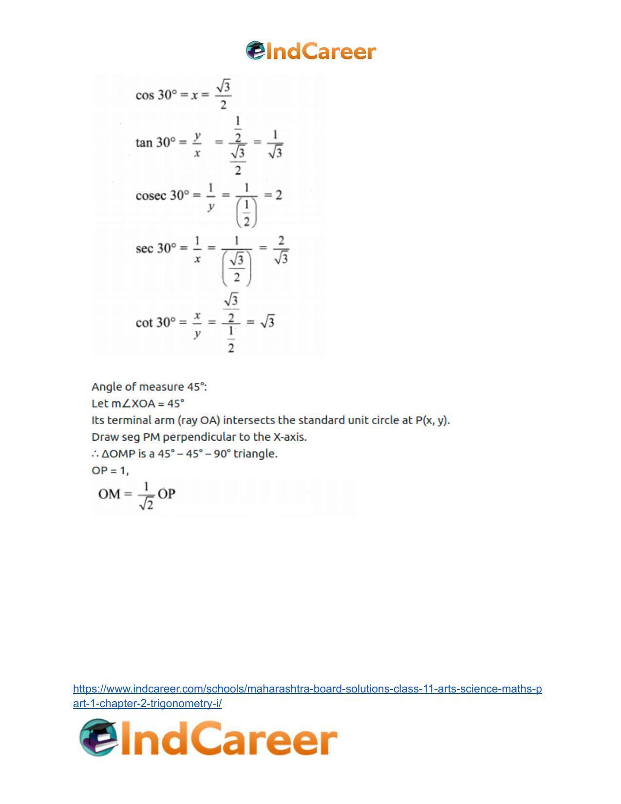 Maharashtra Board Solutions Class 11-Arts & Science Maths (Part 1): Chapter 2- Trigonometry – I - Page 5