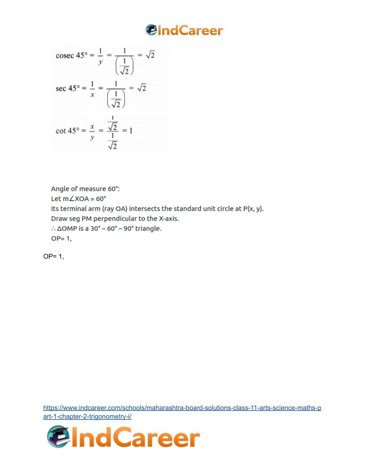 Maharashtra Board Solutions Class 11-Arts & Science Maths (Part 1): Chapter 2- Trigonometry – I - Page 7