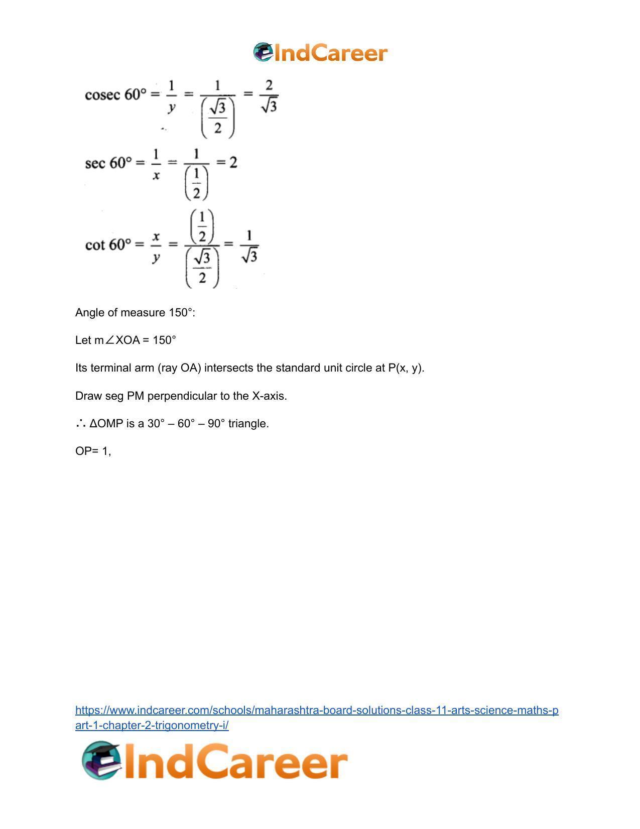 Maharashtra Board Solutions Class 11-Arts & Science Maths (Part 1): Chapter 2- Trigonometry – I - Page 9
