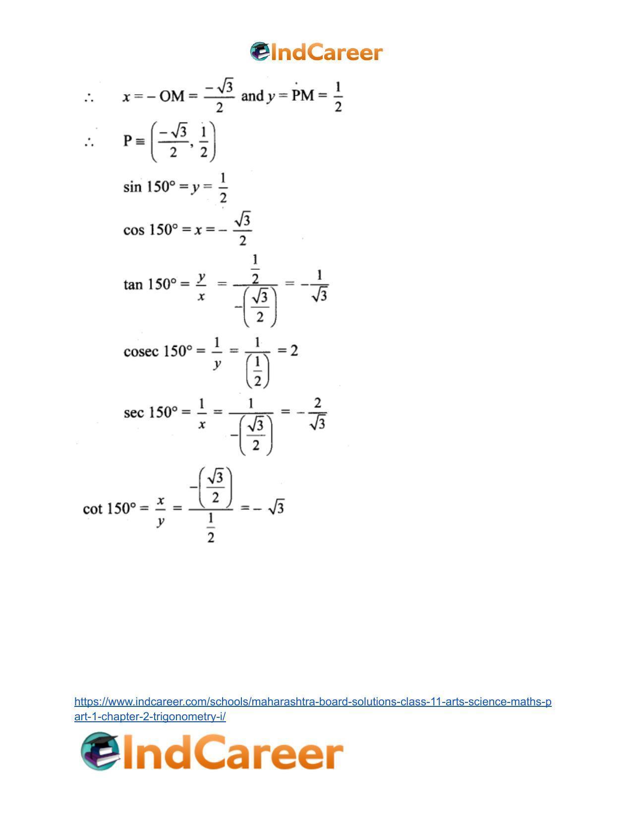 Maharashtra Board Solutions Class 11-Arts & Science Maths (Part 1): Chapter 2- Trigonometry – I - Page 11