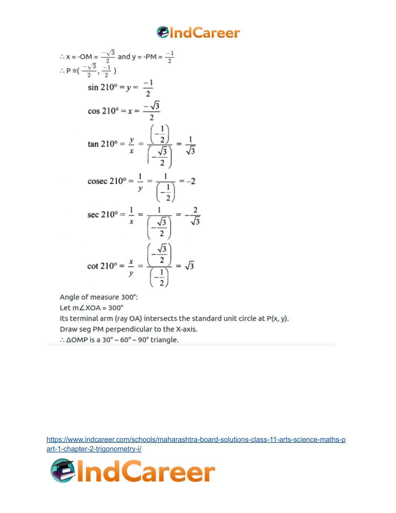 Maharashtra Board Solutions Class 11-Arts & Science Maths (Part 1): Chapter 2- Trigonometry – I - Page 14