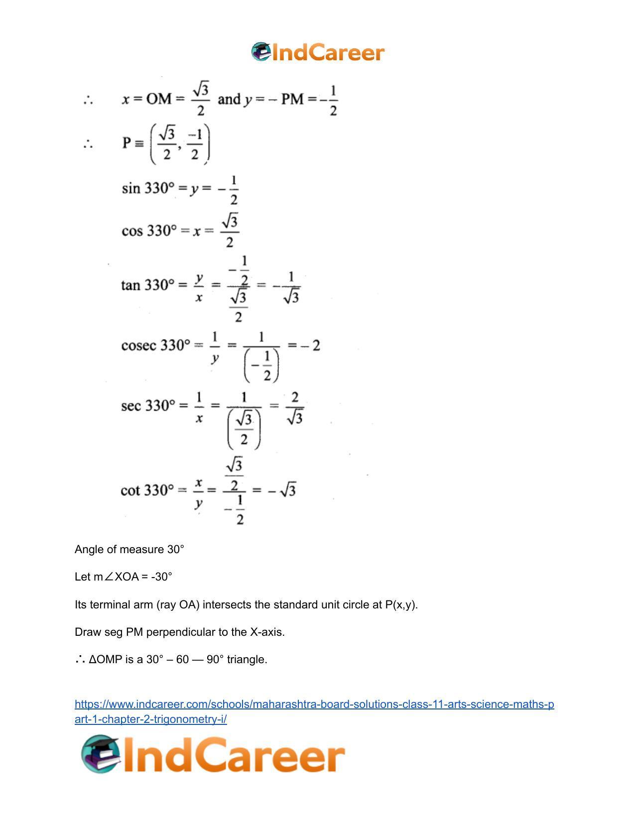 Maharashtra Board Solutions Class 11-Arts & Science Maths (Part 1): Chapter 2- Trigonometry – I - Page 17