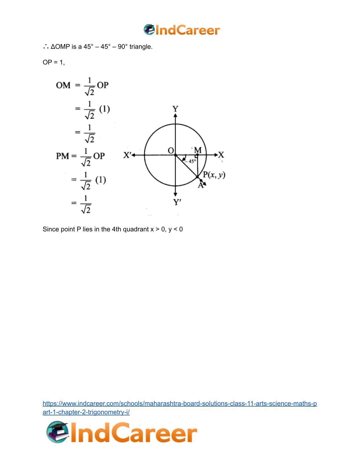 Maharashtra Board Solutions Class 11-Arts & Science Maths (Part 1): Chapter 2- Trigonometry – I - Page 20