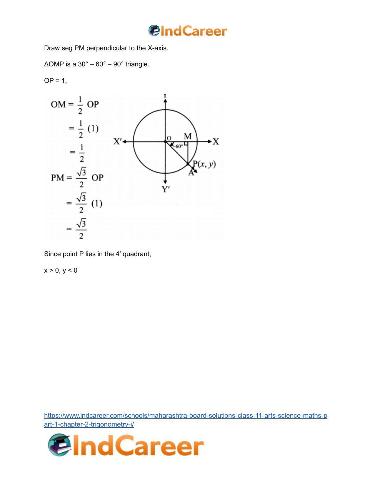 Maharashtra Board Solutions Class 11-Arts & Science Maths (Part 1): Chapter 2- Trigonometry – I - Page 22