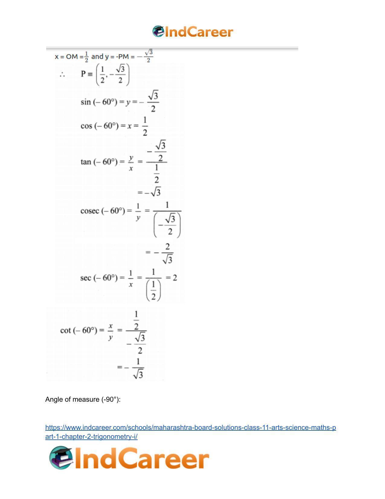 Maharashtra Board Solutions Class 11-Arts & Science Maths (Part 1): Chapter 2- Trigonometry – I - Page 23