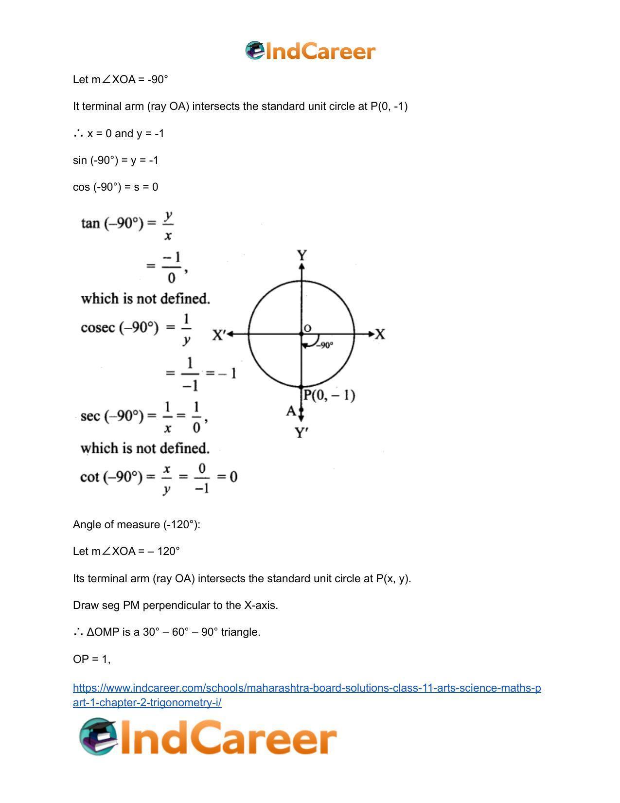 Maharashtra Board Solutions Class 11-Arts & Science Maths (Part 1): Chapter 2- Trigonometry – I - Page 24