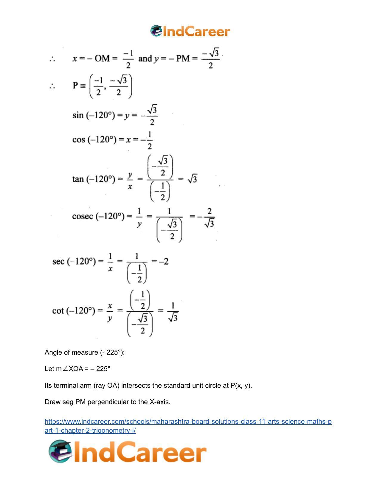 Maharashtra Board Solutions Class 11-Arts & Science Maths (Part 1): Chapter 2- Trigonometry – I - Page 26