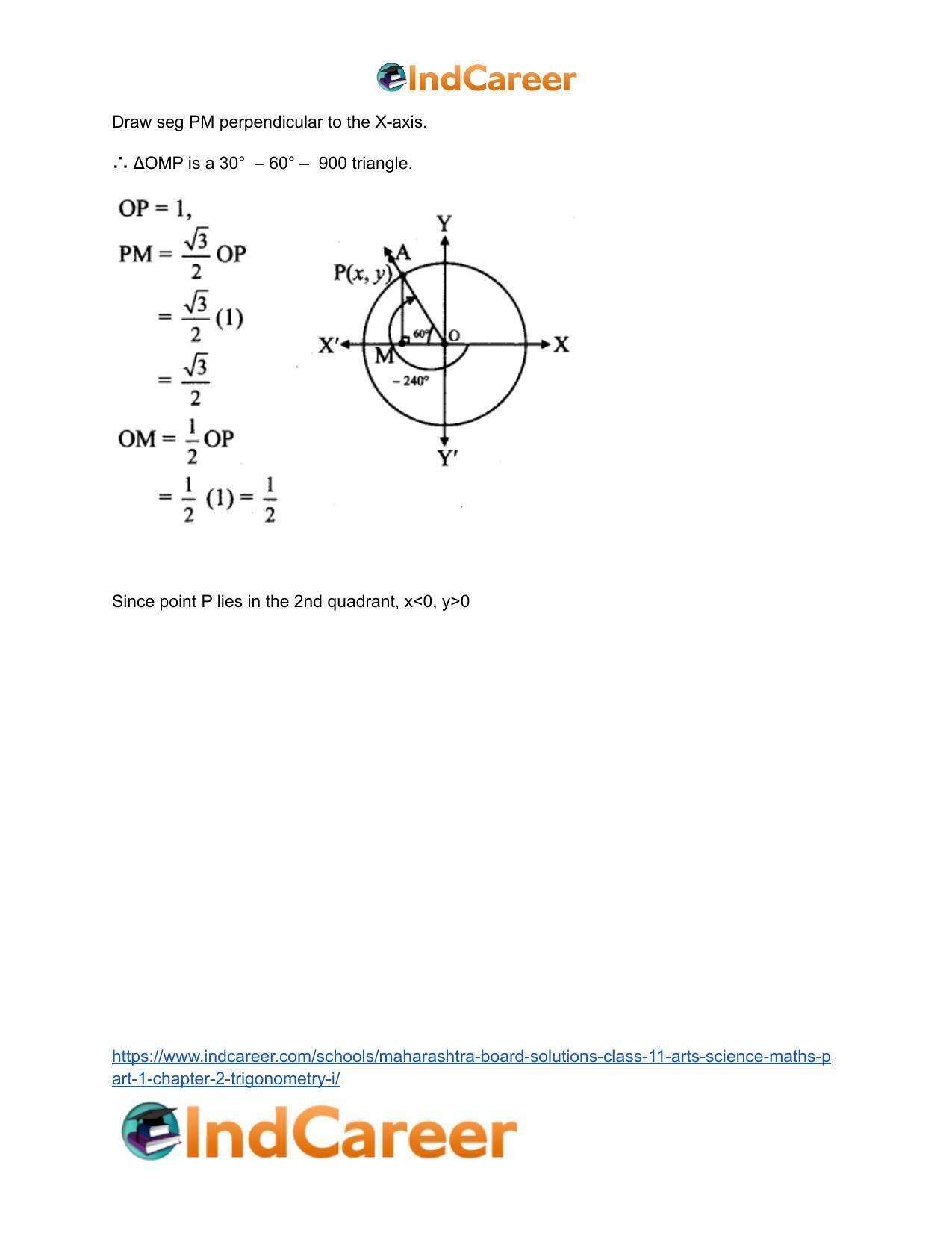 Maharashtra Board Solutions Class 11-Arts & Science Maths (Part 1): Chapter 2- Trigonometry – I - Page 29