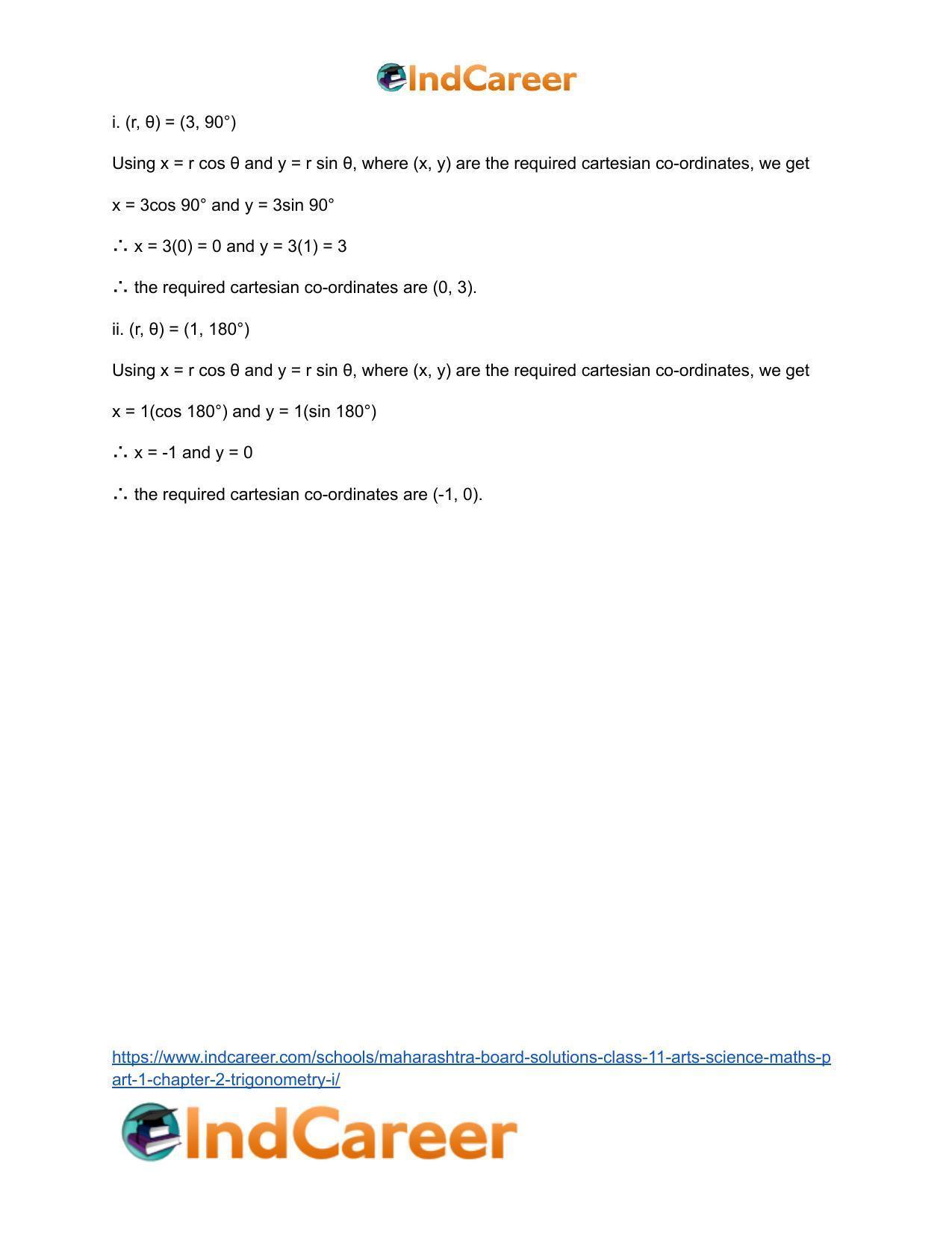 Maharashtra Board Solutions Class 11-Arts & Science Maths (Part 1): Chapter 2- Trigonometry – I - Page 55
