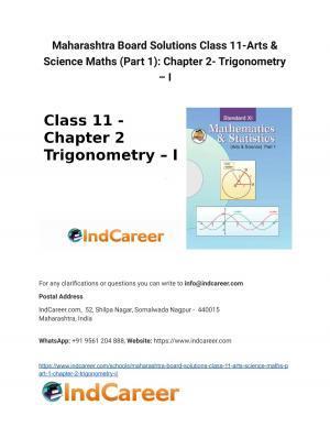 Maharashtra Board Solutions Class 11-Arts & Science Maths (Part 1): Chapter 2- Trigonometry – I