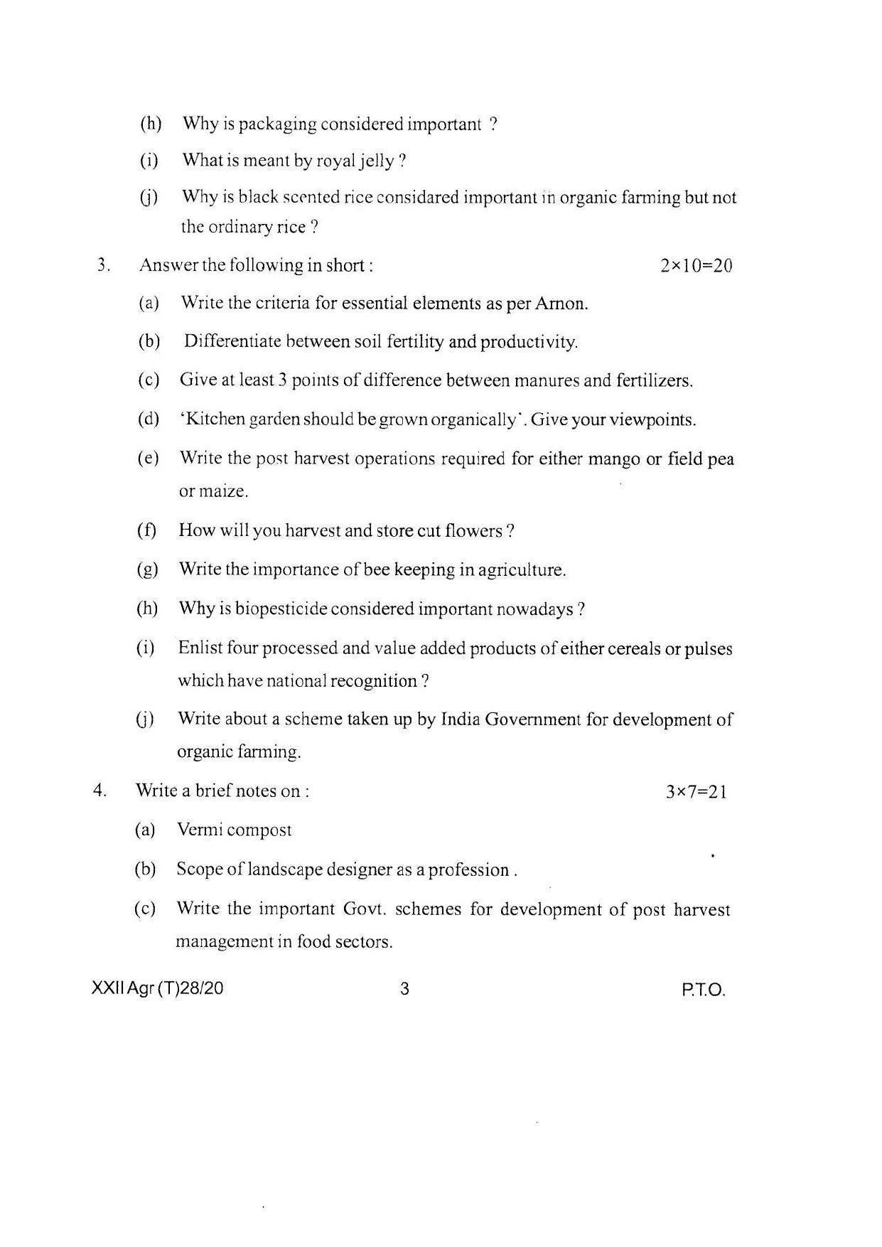 COHSEM Class 12 Agriculture Question Papers 2020 - Page 3