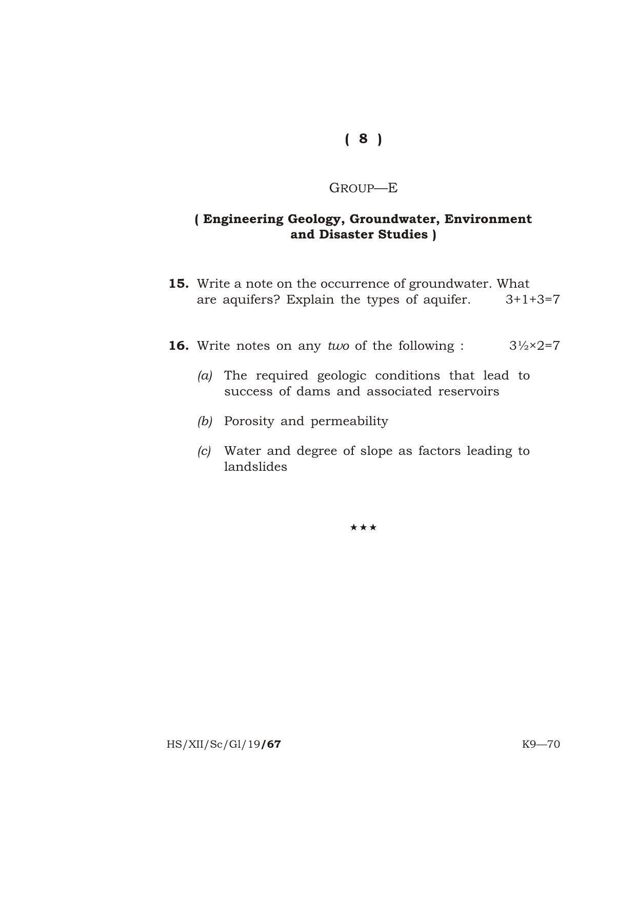 Meghalaya Board (MBOSE) Class 12 GEOLOGY ( Theory ) 2019 Question Paper - Page 8