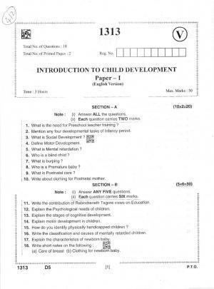 AP Intermediate 2nd Year Vocational Question Paper September-2021- Introduction_to_Child_Development-I
