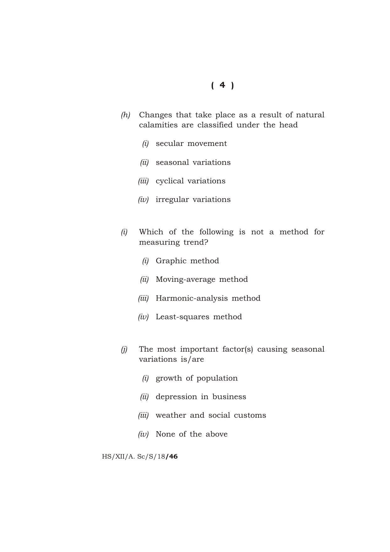 Meghalaya Board (MBOSE) Class 12 STATISTICS 2018 Question Paper - Page 4
