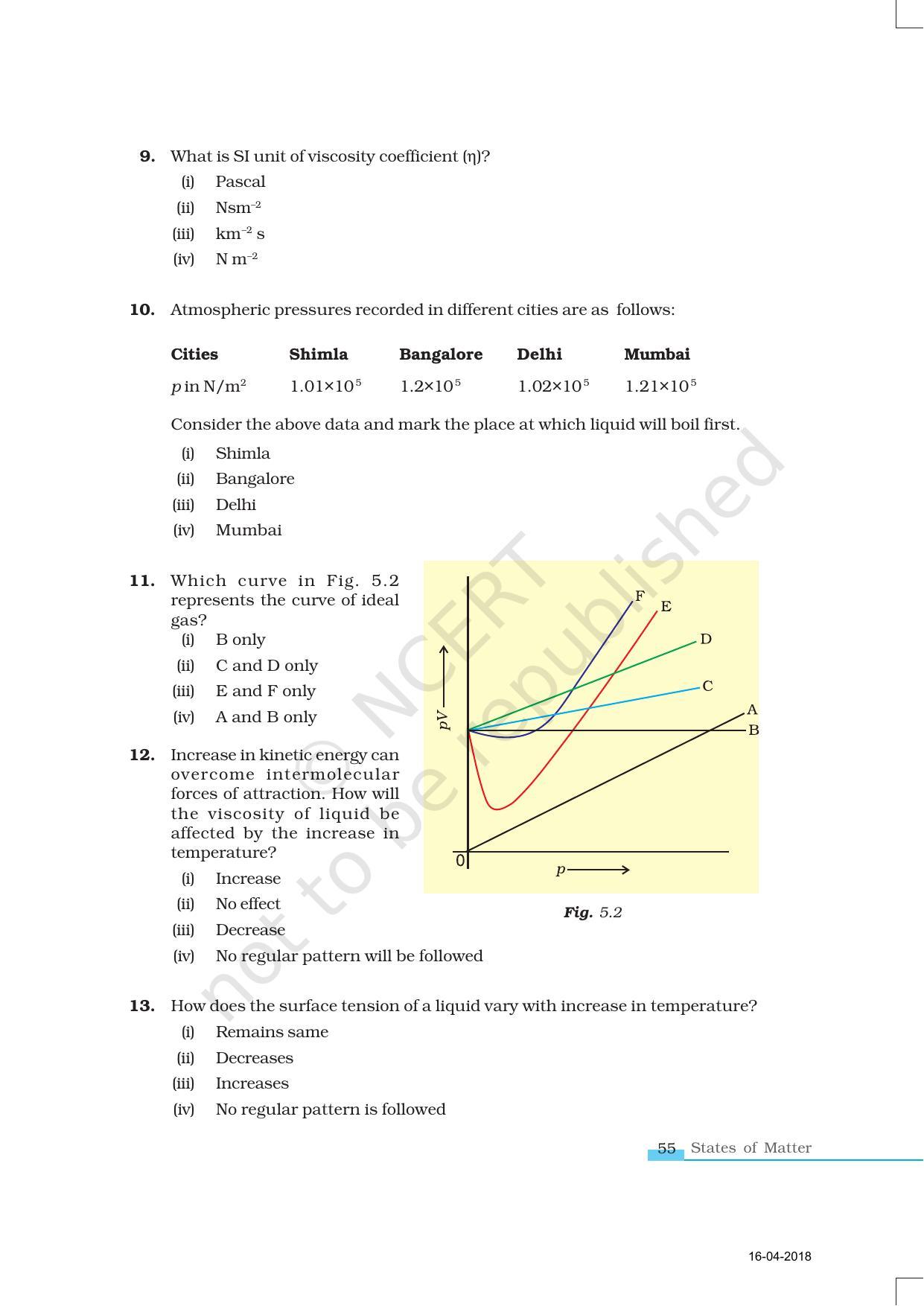 NCERT Exemplar Book for Class 11 Chemistry: Chapter 5 States of Matter - Page 3