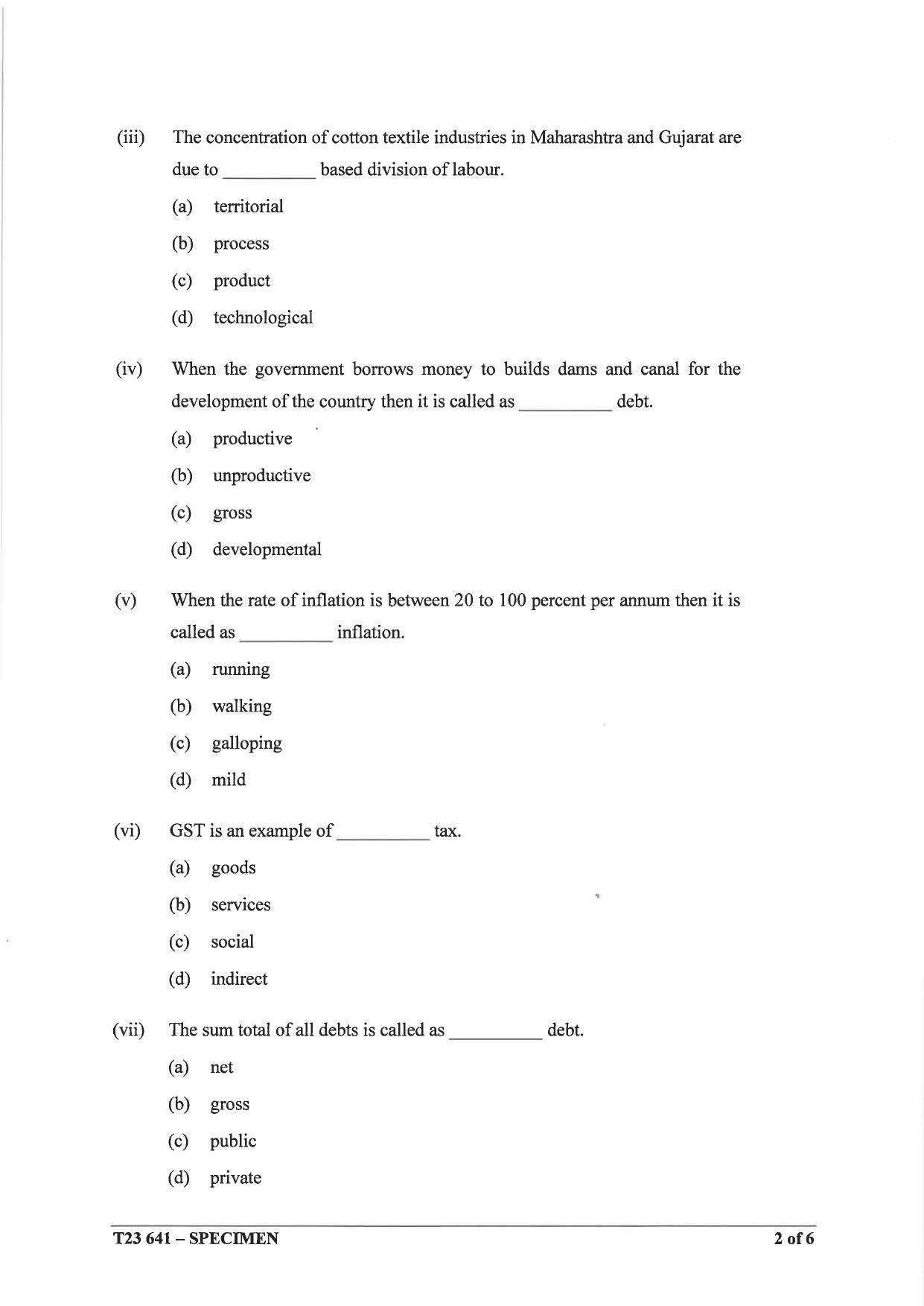 ICSE Class 10 Economics Sample Paper 2023 - Page 2