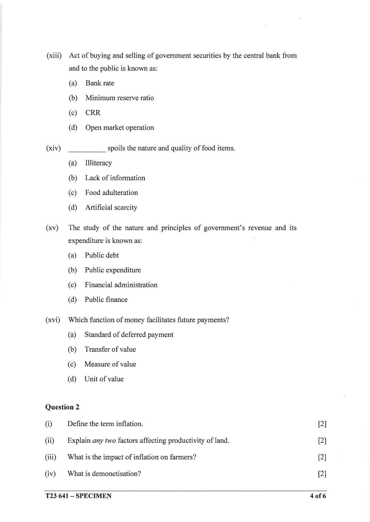 ICSE Class 10 Economics Sample Paper 2023 - Page 4