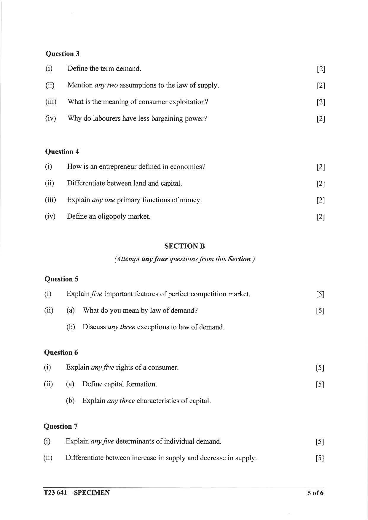 ICSE Class 10 Economics Sample Paper 2023 - Page 5