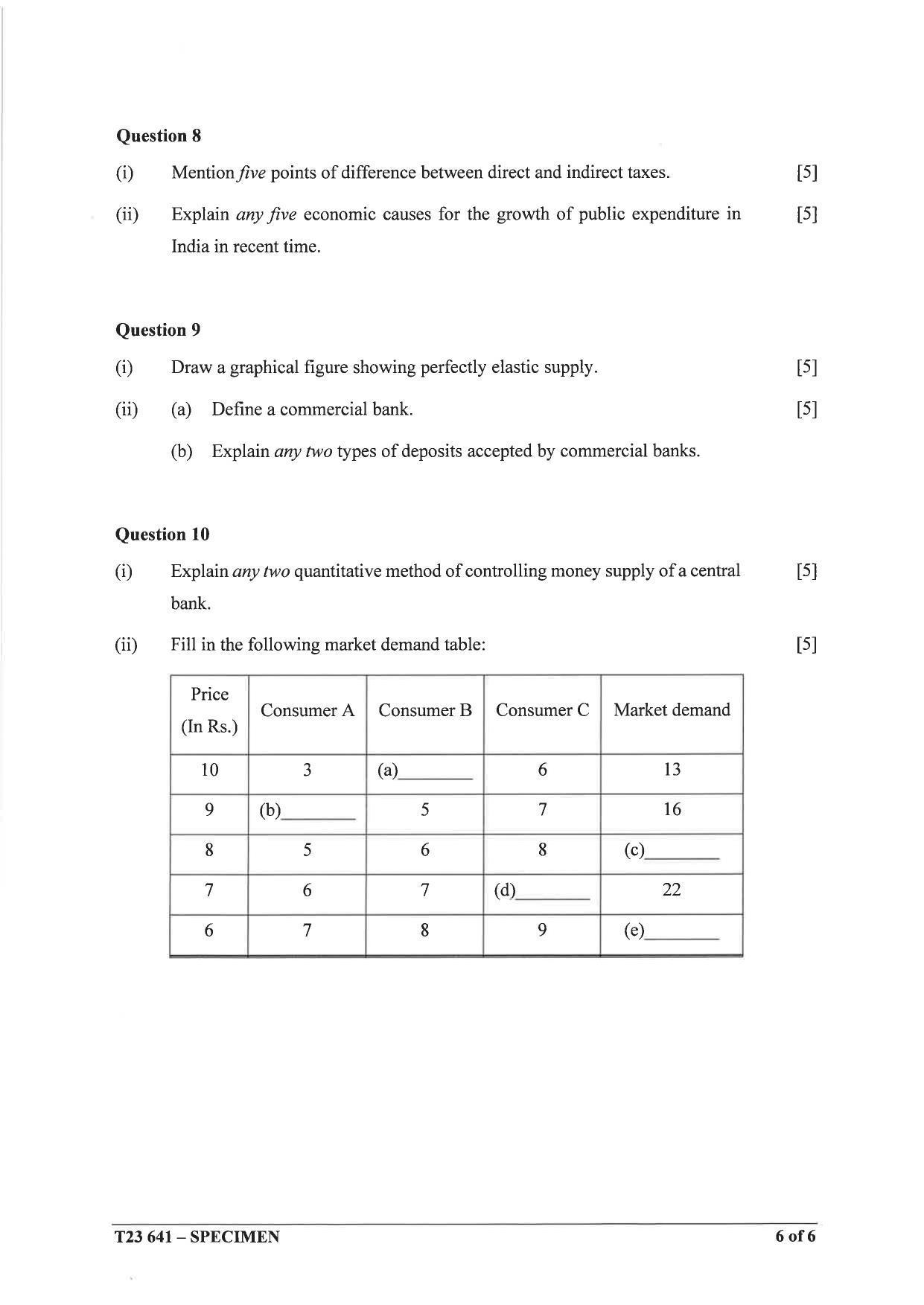 ICSE Class 10 Economics Sample Paper 2023 - Page 6