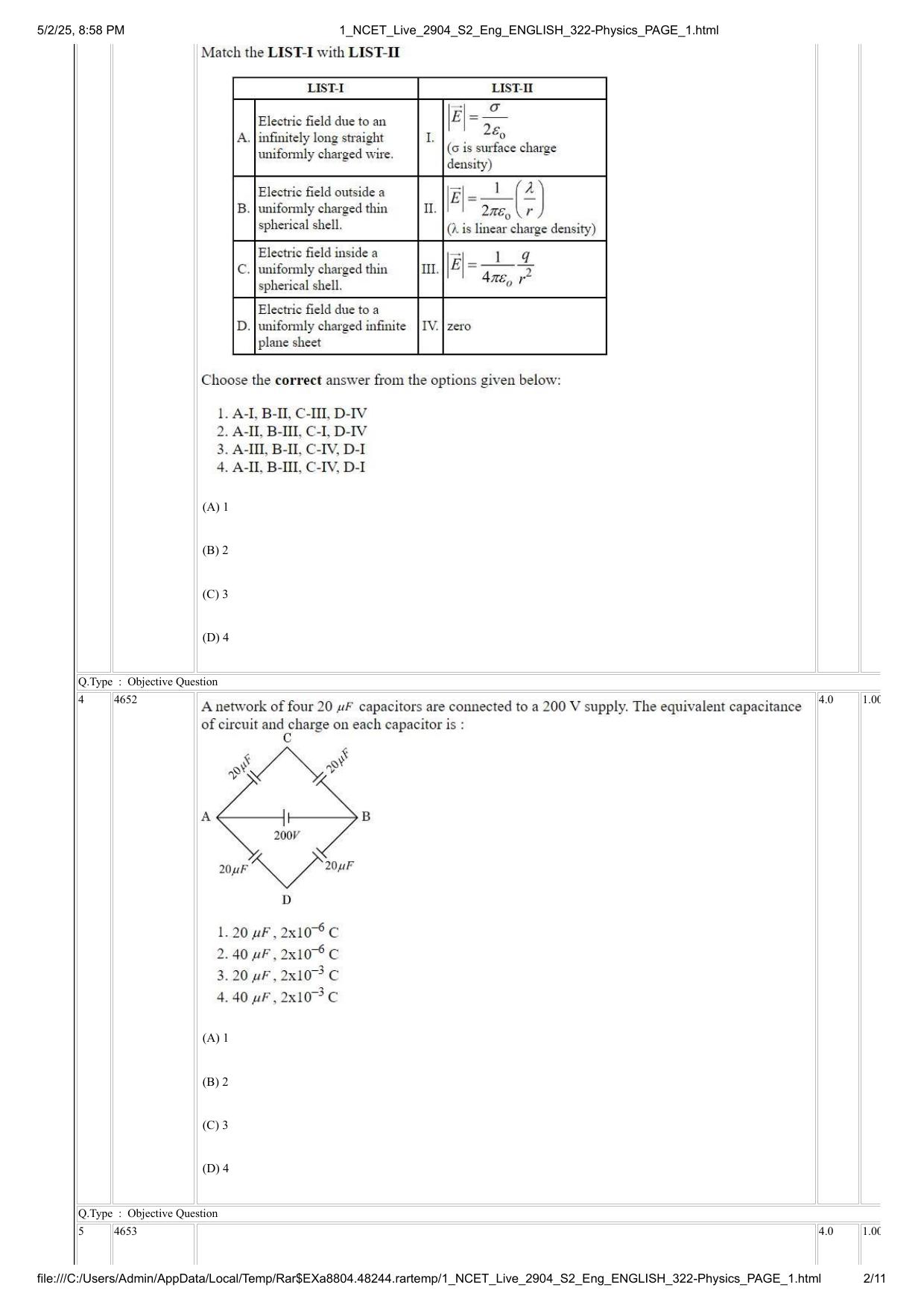 NCET 2025 Question Paper - Physics - Page 2