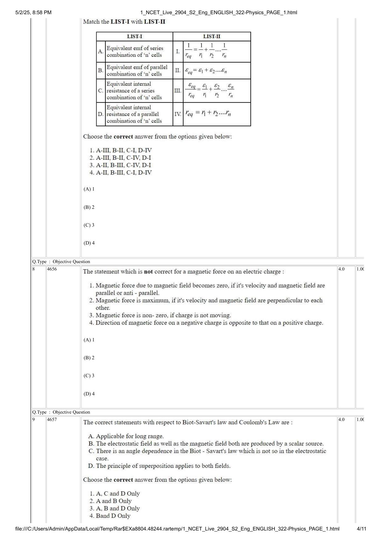 NCET 2025 Question Paper - Physics - Page 4