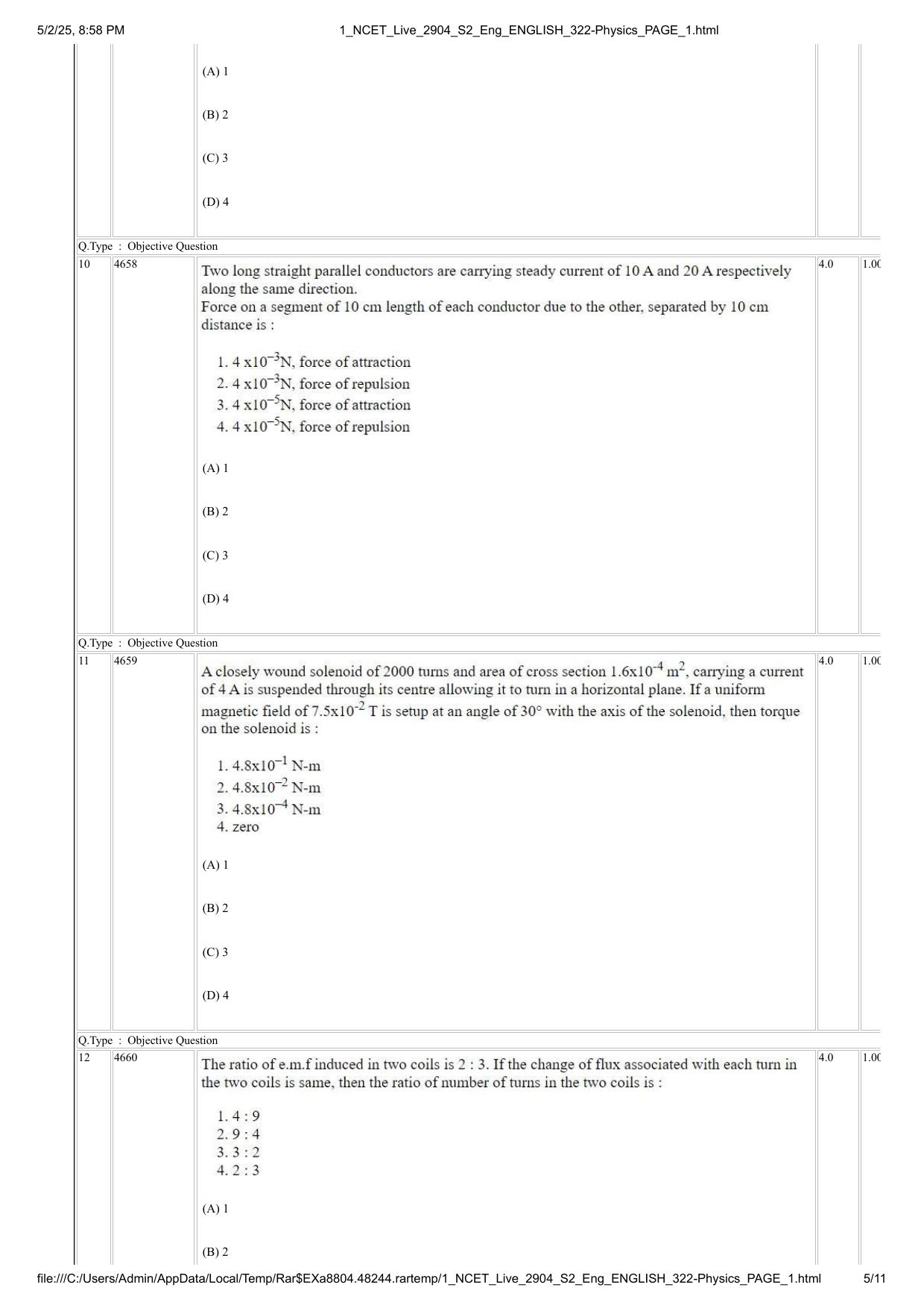 NCET 2025 Question Paper - Physics - Page 5