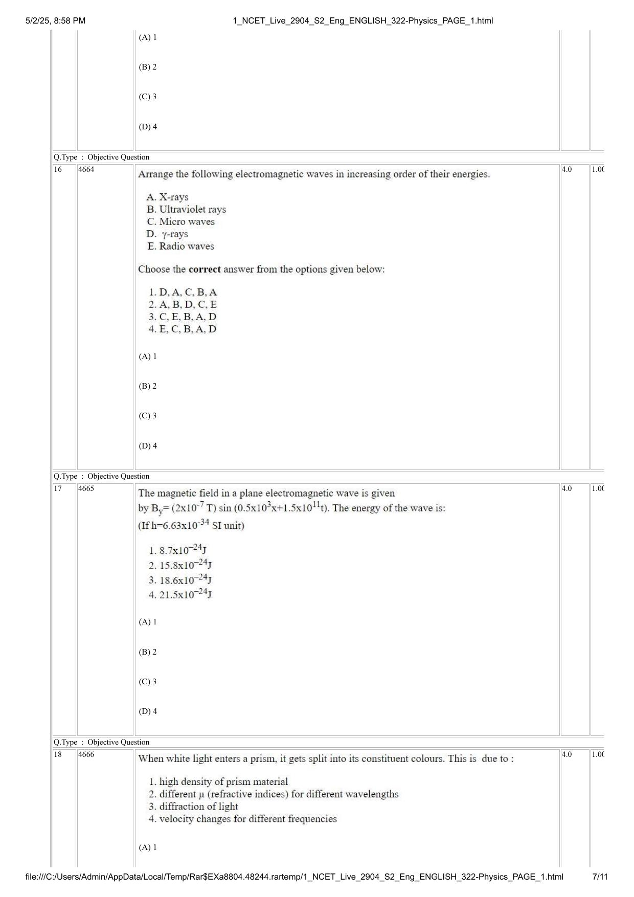 NCET 2025 Question Paper - Physics - Page 7