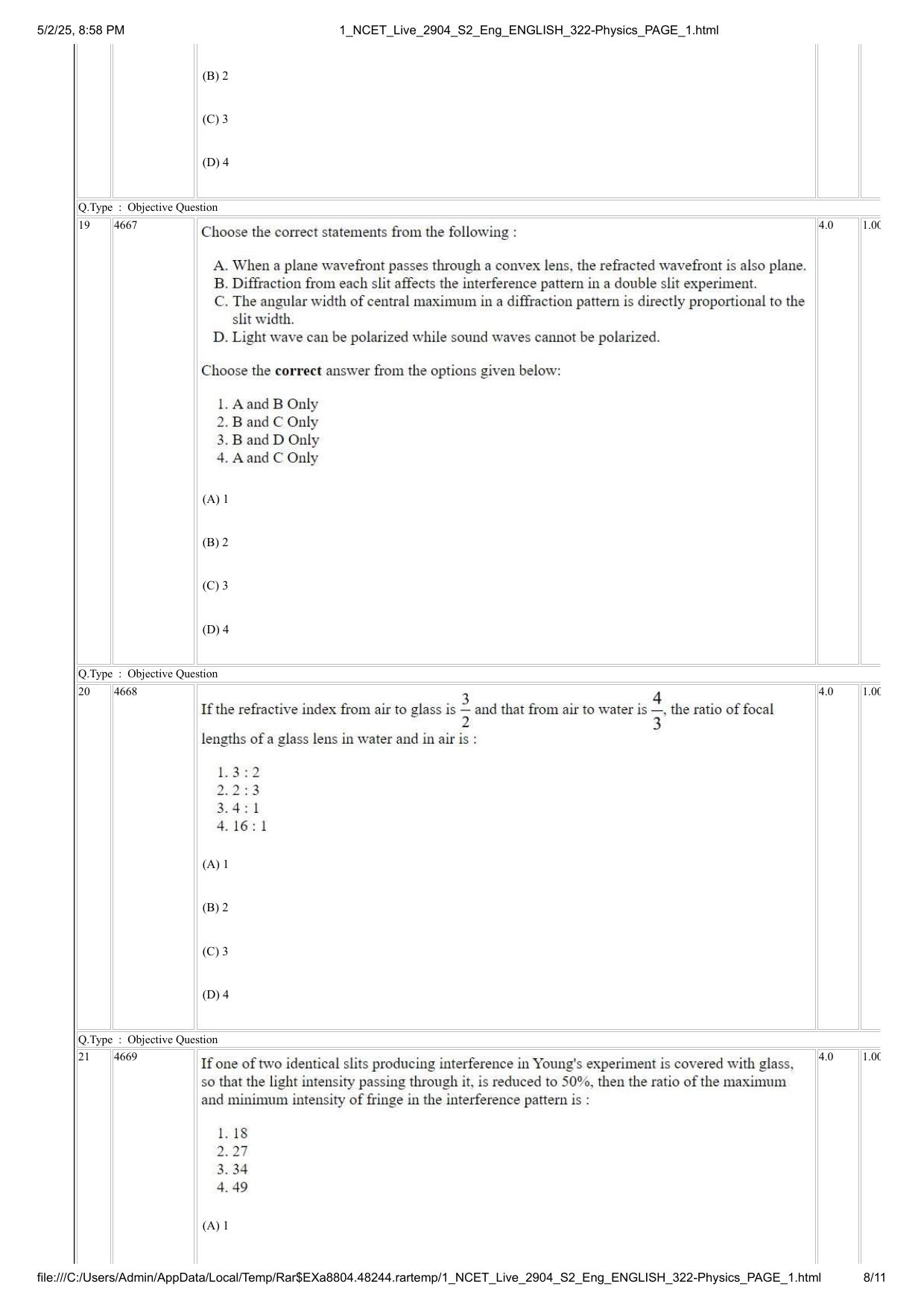 NCET 2025 Question Paper - Physics - Page 8