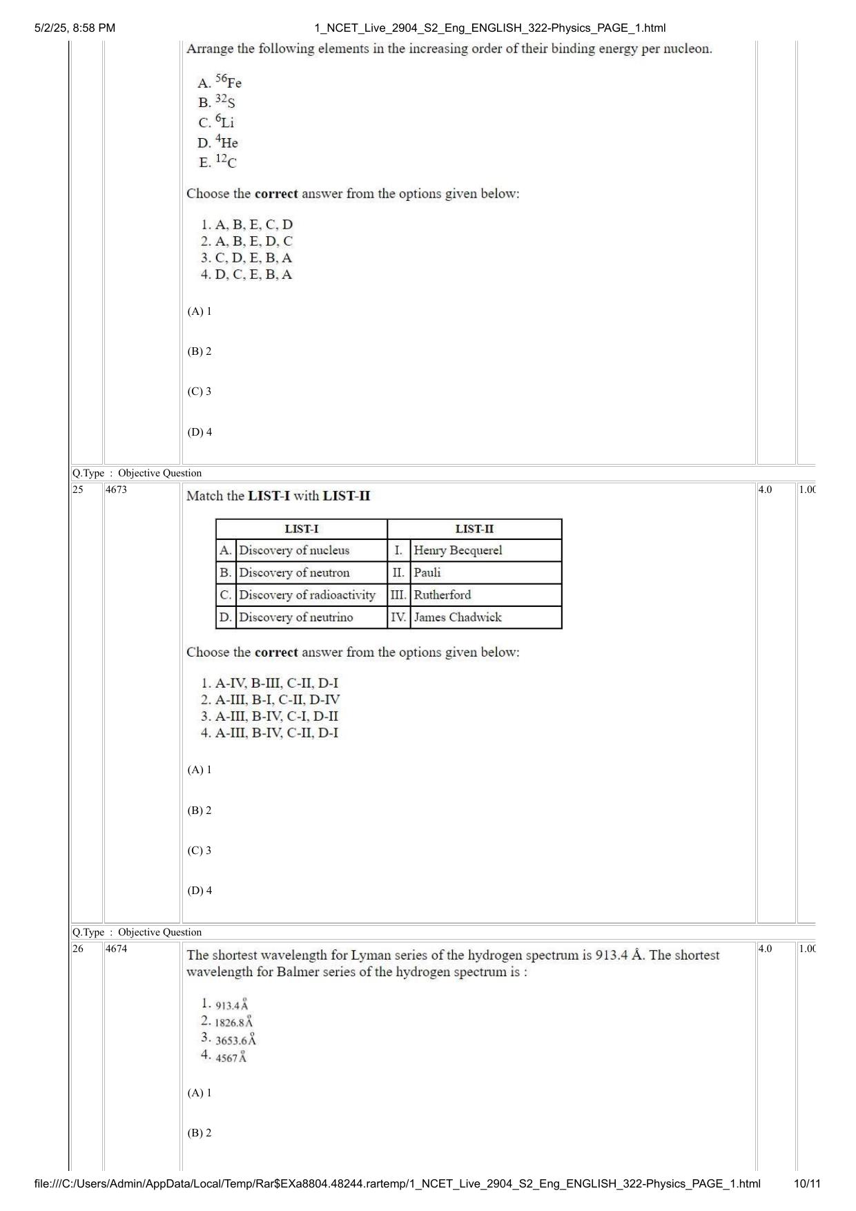 NCET 2025 Question Paper - Physics - Page 10