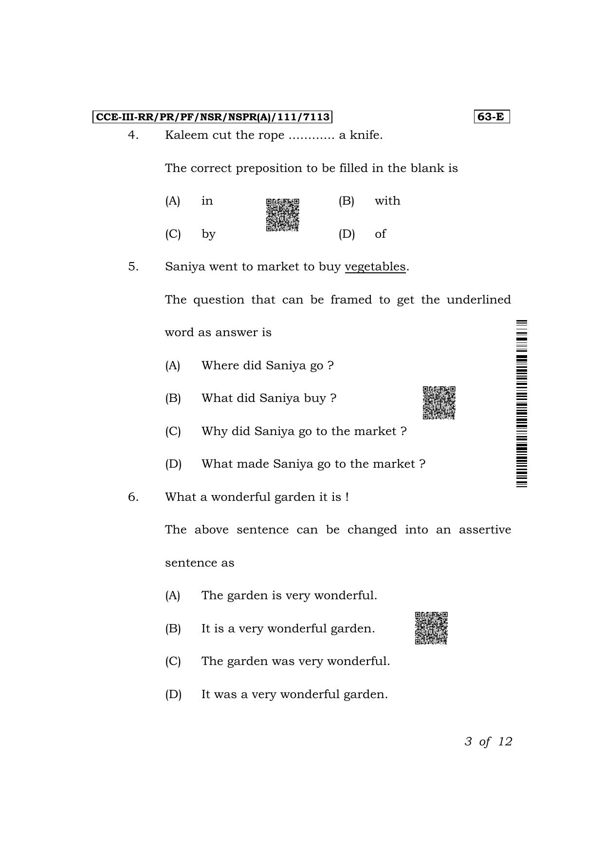 Karnataka SSLC Third Language English Exam 3 Question Paper 2024 (A Version) - Page 3