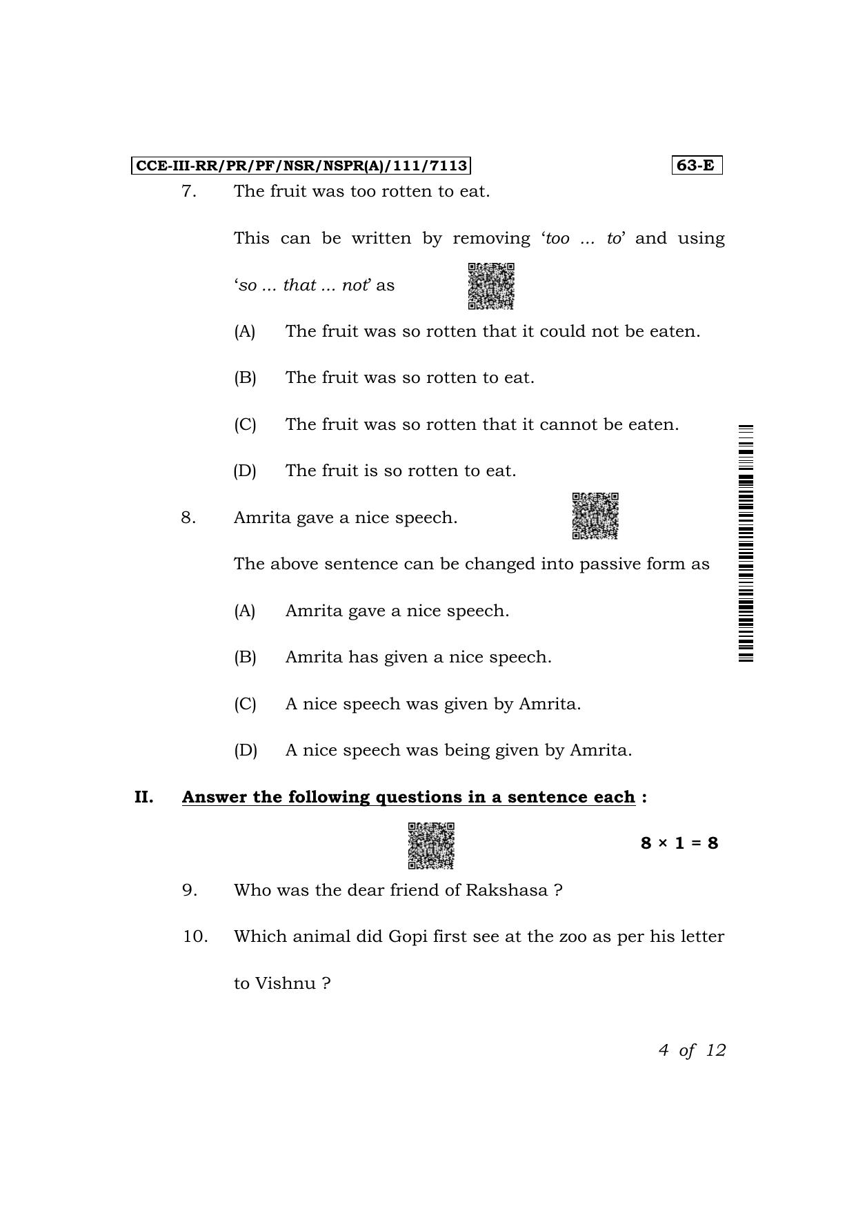Karnataka SSLC Third Language English Exam 3 Question Paper 2024 (A Version) - Page 4