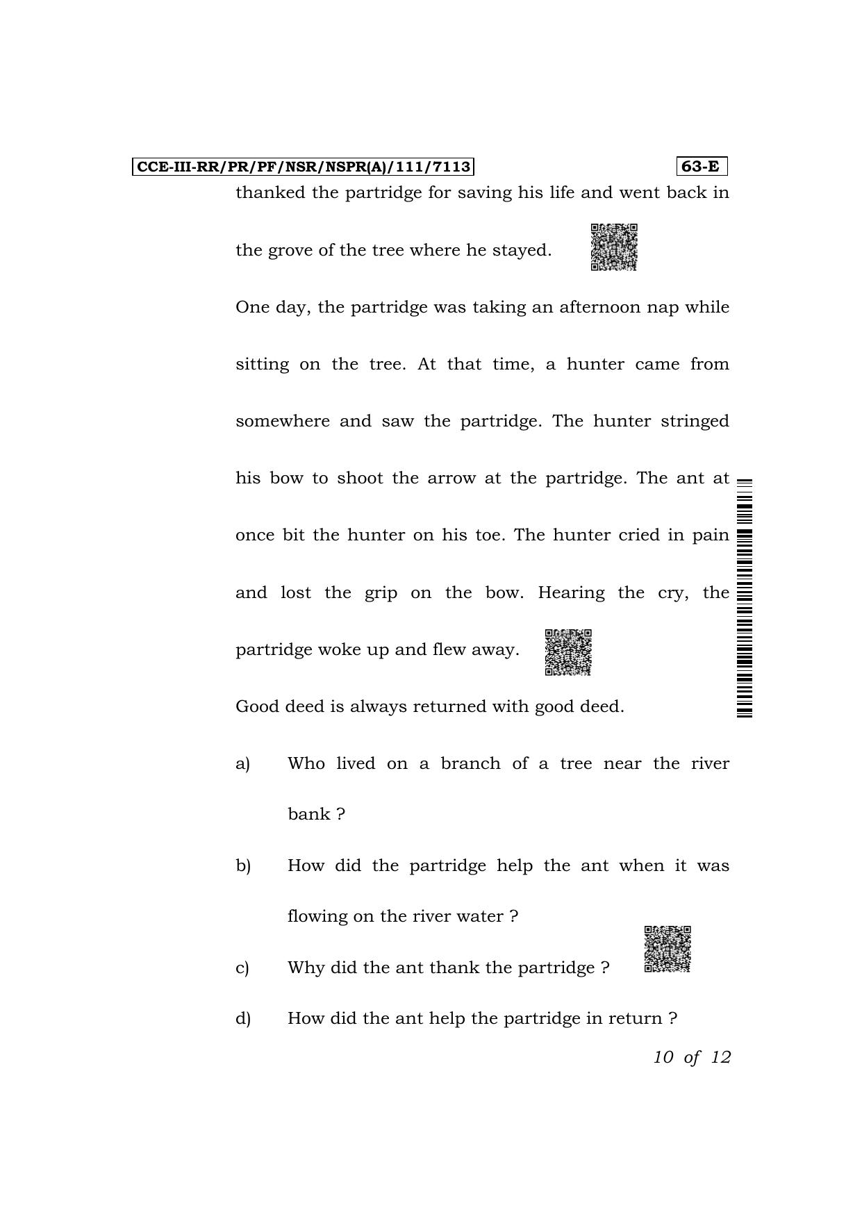 Karnataka SSLC Third Language English Exam 3 Question Paper 2024 (A Version) - Page 10
