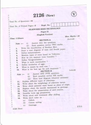 AP Inter 2nd Year Silkworm Seed Technology-II (new) March-2020-Vocational Question Paper