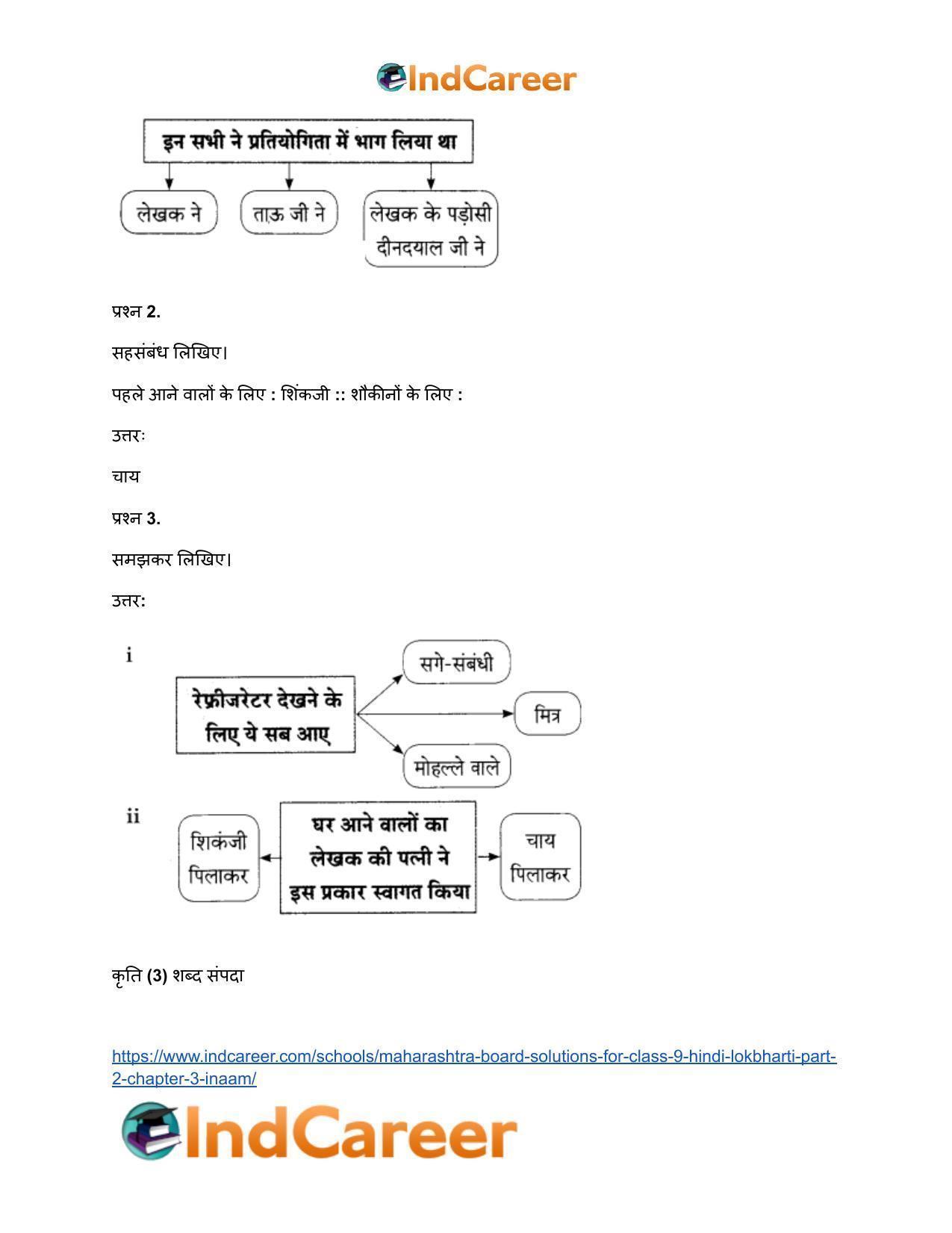 Maharashtra Board Solutions for Class 9- Hindi Lokbharti (Part 2): Chapter 3- इनाम - Page 14