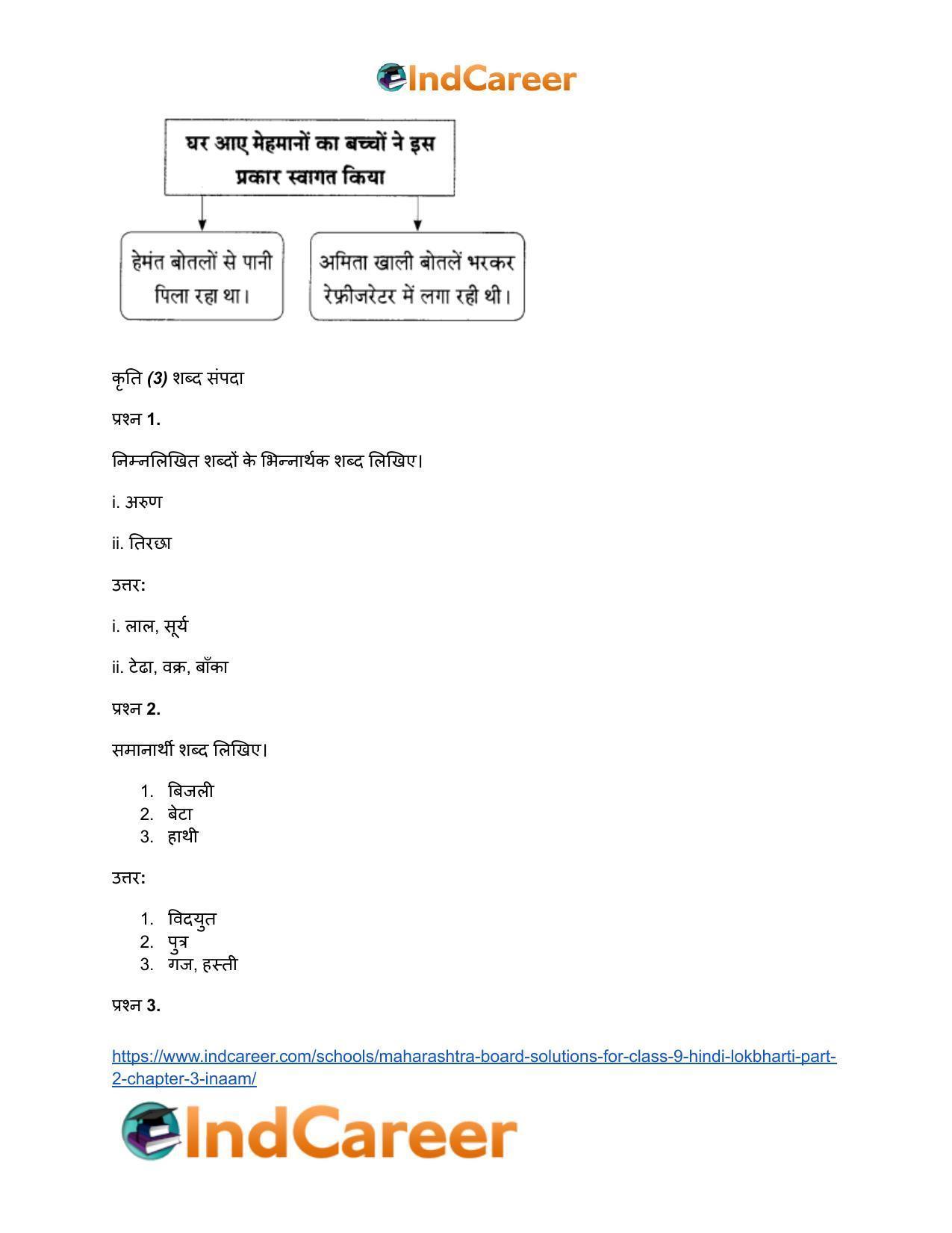 Maharashtra Board Solutions for Class 9- Hindi Lokbharti (Part 2): Chapter 3- इनाम - Page 19