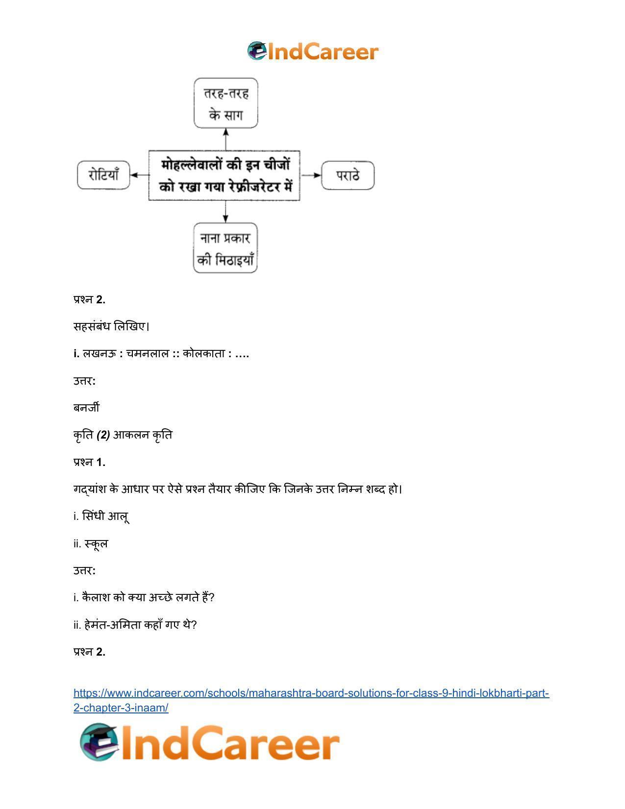 Maharashtra Board Solutions for Class 9- Hindi Lokbharti (Part 2): Chapter 3- इनाम - Page 26
