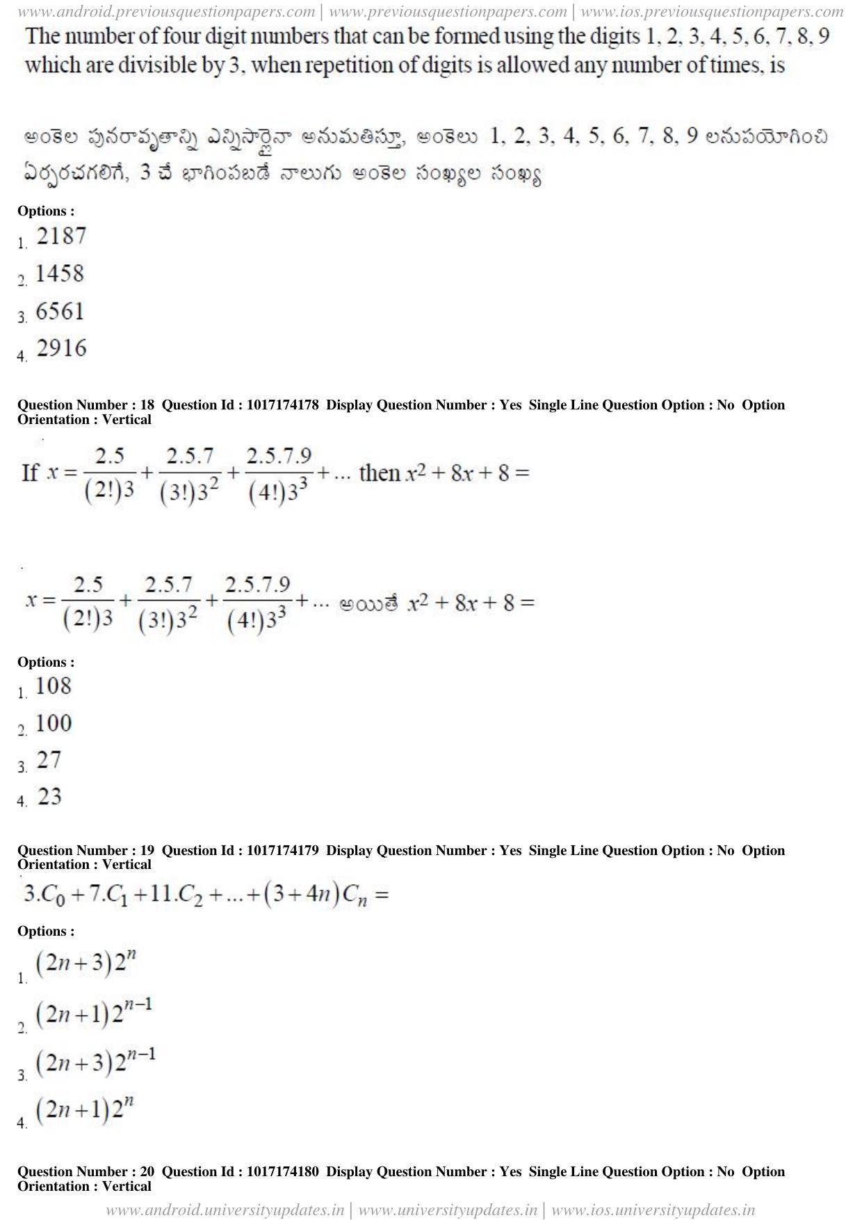 AP EAPCET 2017 - April 25, 2017 Forenoon - Master Engineering Question Paper With Preliminary Keys - Page 9