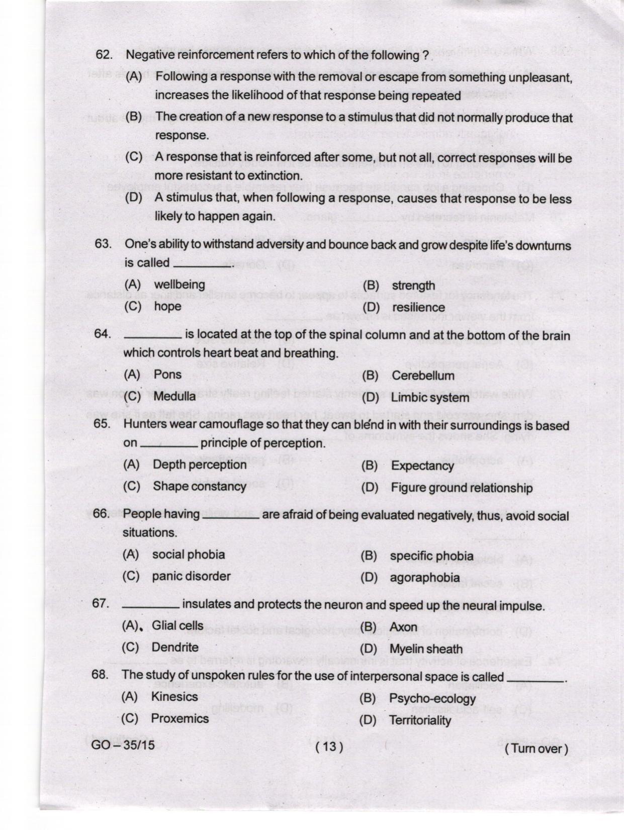 Odisha CPET 2024 PSYCHOLOGY Question Papers - Page 13