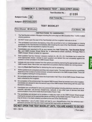 Odisha CPET 2024 PSYCHOLOGY Question Papers