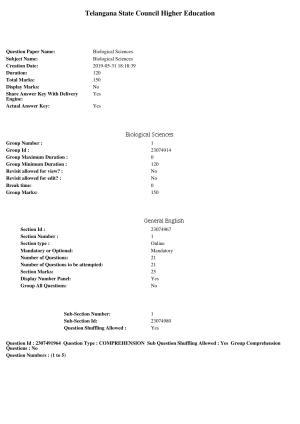 TS EDCET Question Paper 2019 - Biology