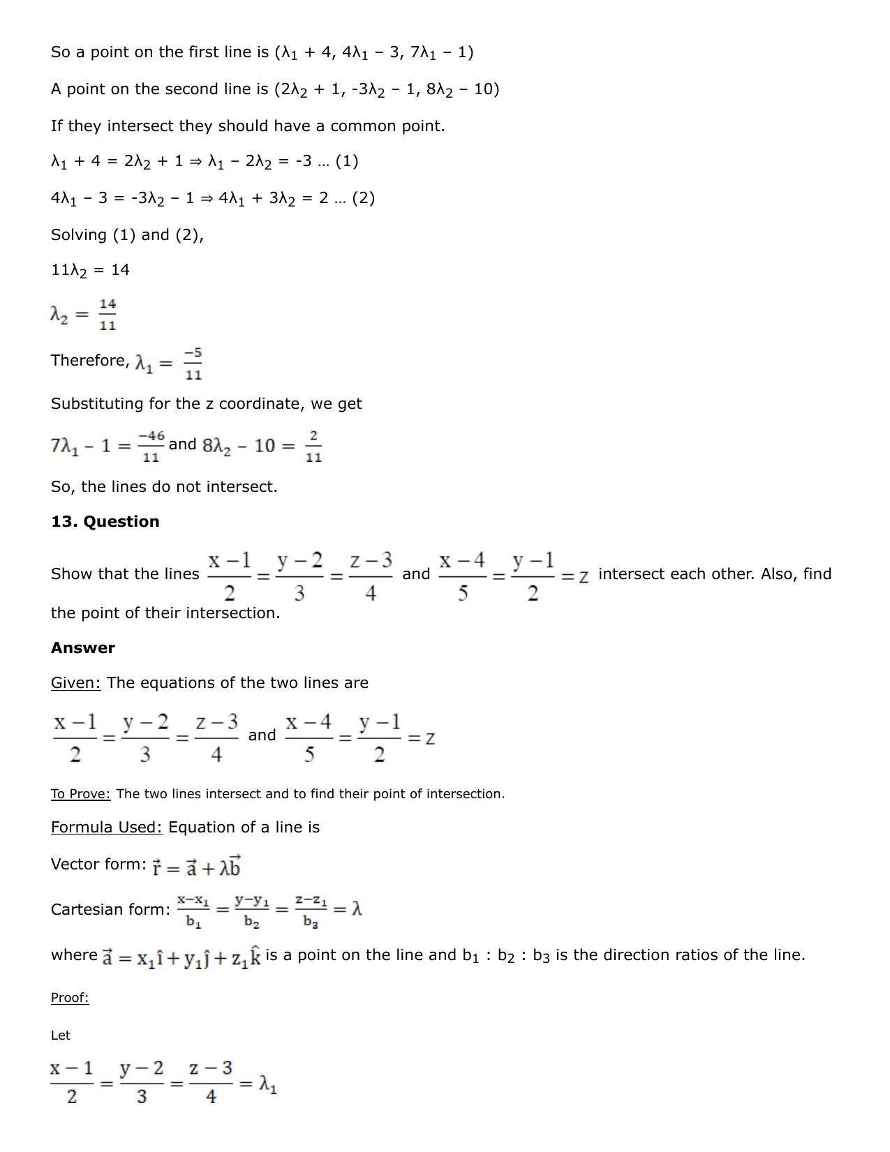 Chapter 27: Straight Line in Space Solutions: RS Aggarwal Class 12 Solutions  - Page 11