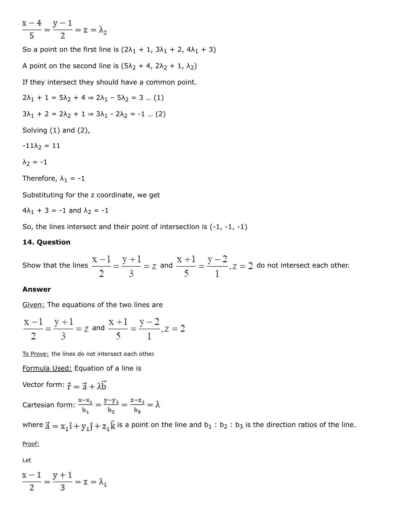 Chapter 27: Straight Line in Space Solutions: RS Aggarwal Class 12 Solutions  - Page 12