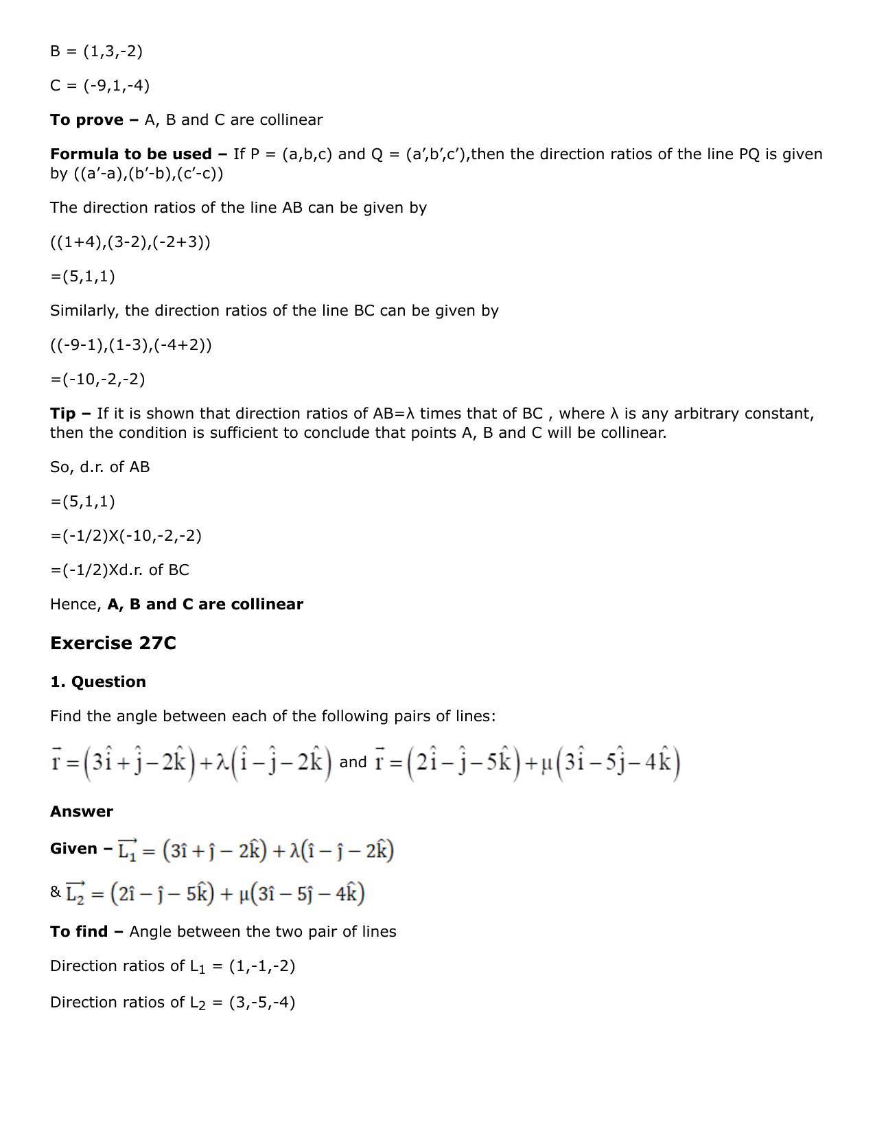 Chapter 27: Straight Line in Space Solutions: RS Aggarwal Class 12 Solutions  - Page 31