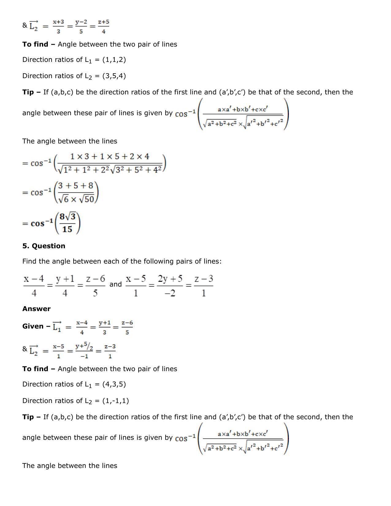 Chapter 27: Straight Line in Space Solutions: RS Aggarwal Class 12 Solutions  - Page 34