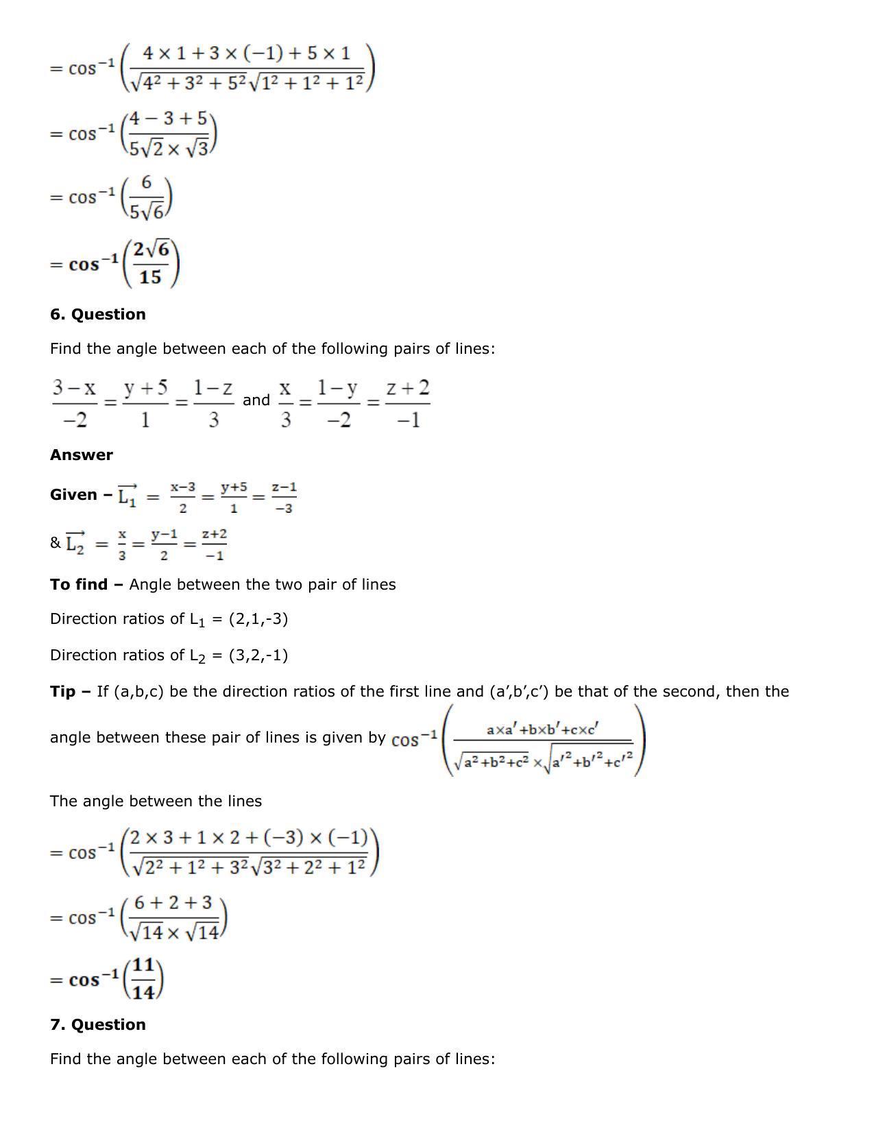 Chapter 27: Straight Line in Space Solutions: RS Aggarwal Class 12 Solutions  - Page 35