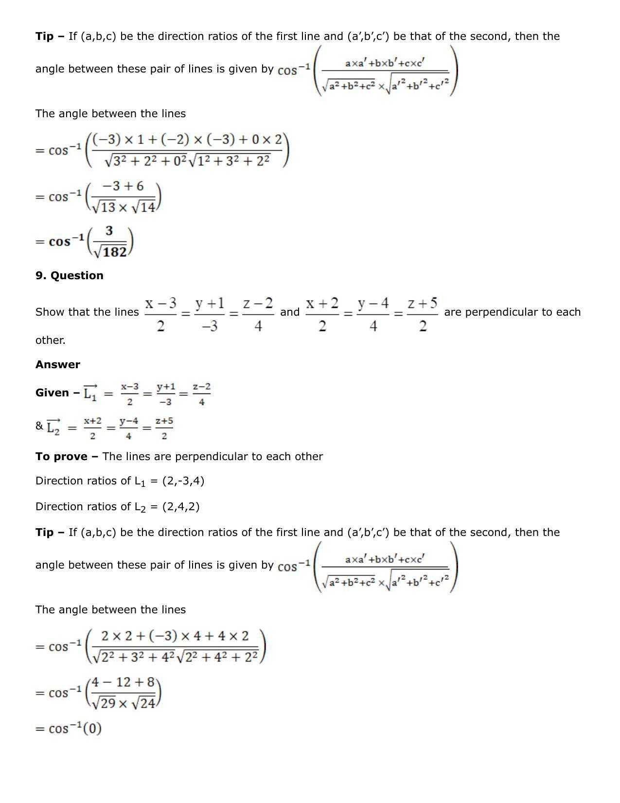 Chapter 27: Straight Line in Space Solutions: RS Aggarwal Class 12 Solutions  - Page 37
