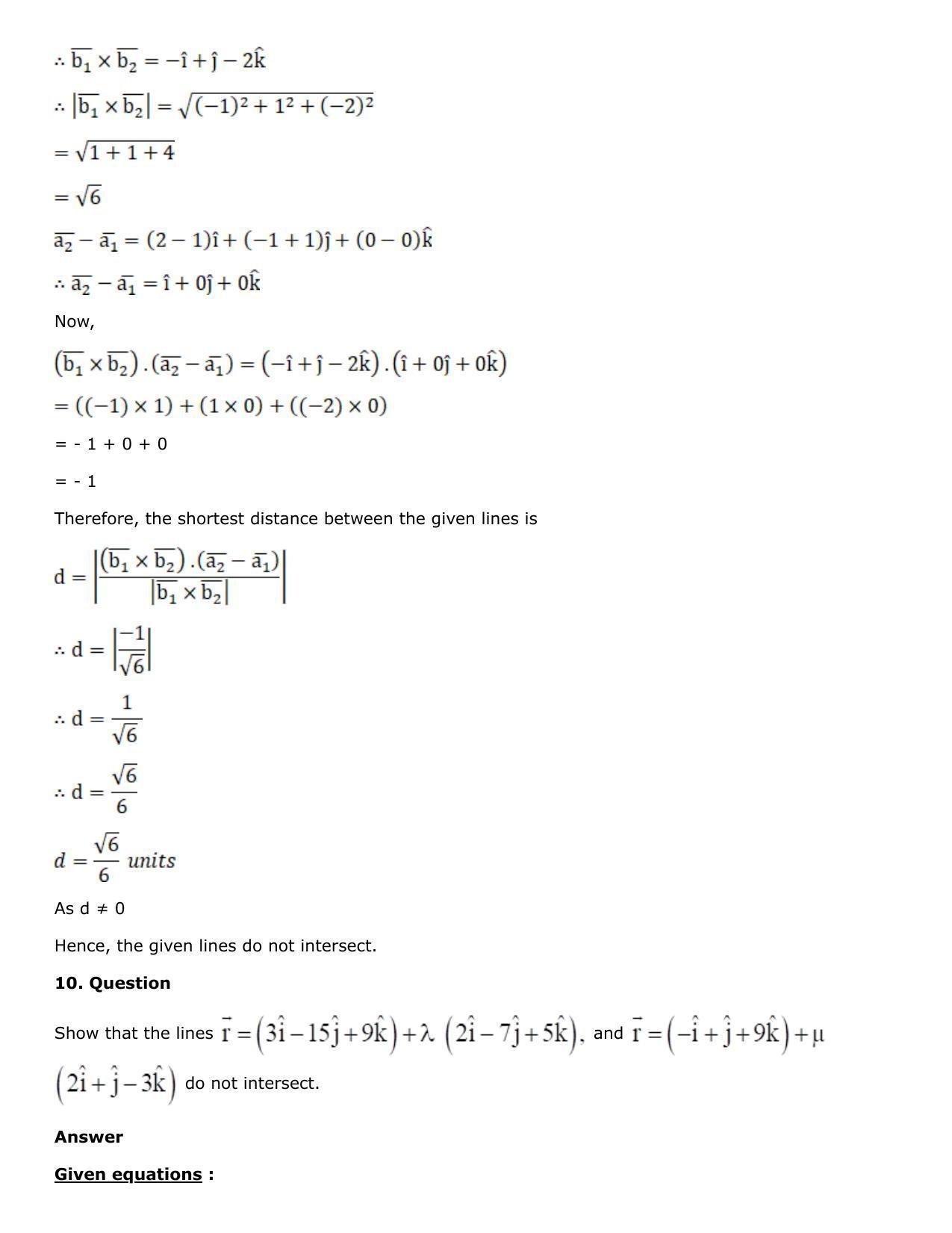 Chapter 27: Straight Line in Space Solutions: RS Aggarwal Class 12 Solutions  - Page 62